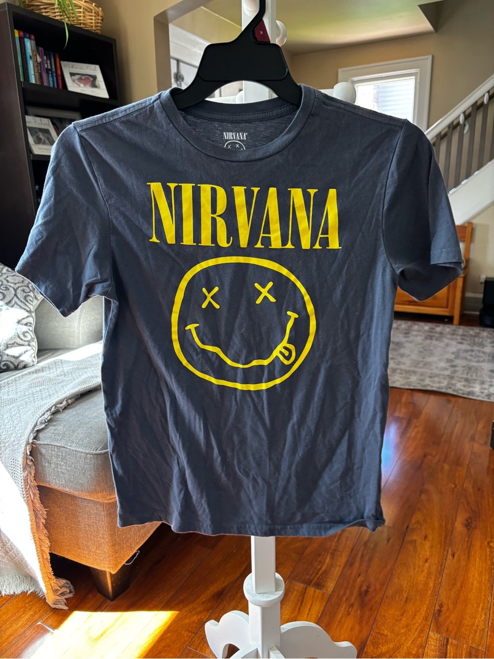 Nirvana Kids Graphic Tee - Yellow Logo on Charcoal